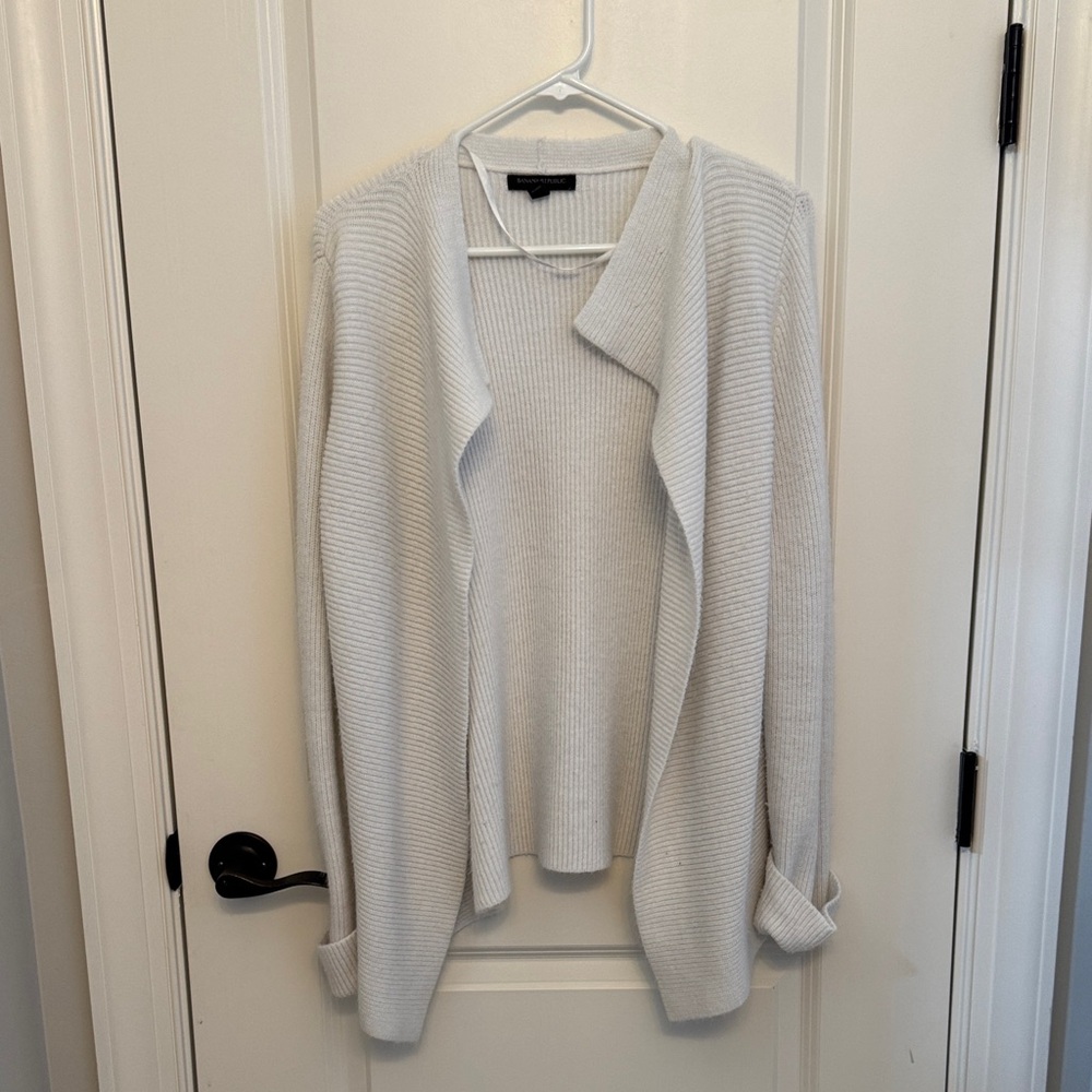 Women's White Open‎ Front Sweater